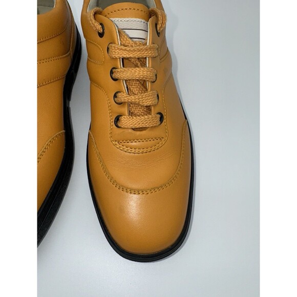 TOD'S LOW TOP SNEAKERS EU 37 1/2, US 7.5 Orange Leather Lace Up - Picture 3 of 11